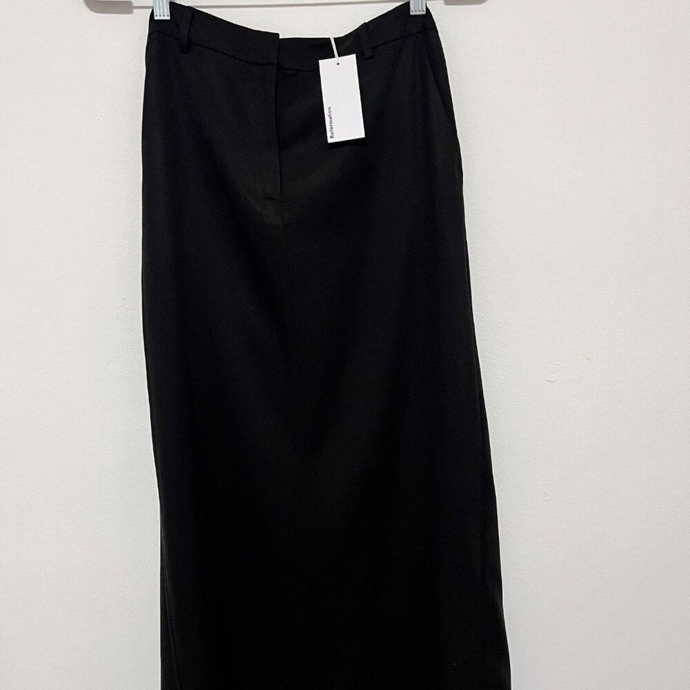 Reformation Black Maxi Skirt With Back Slit & Pockets Size 2 - Picture 6 of 16